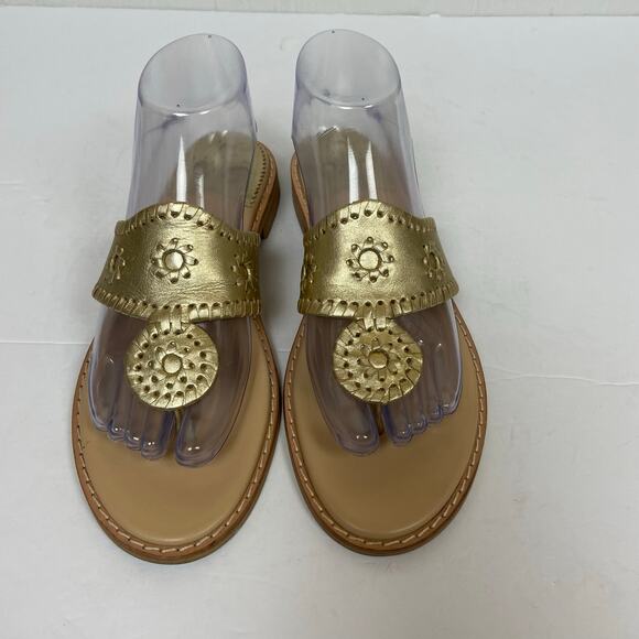 Jack Rogers Leather Thong Gold Metallic Sandals Shoes Size 8.5 - Picture 3 of 11
